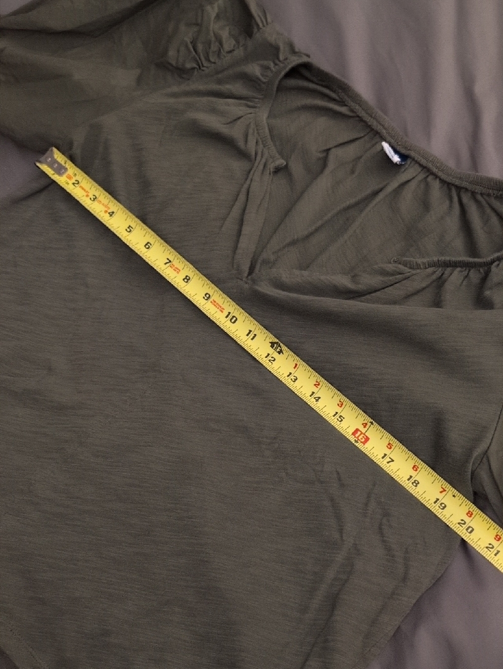 Olive Green Puff Sleeve Top Size M - Picture 5 of 14